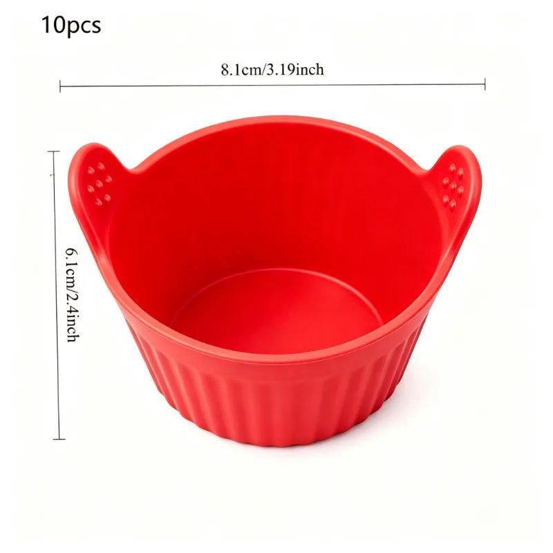 Silicone Dessert Cups 10-Pack – Reusable Mini Baking Molds