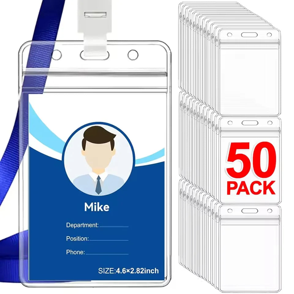 Transparent Waterproof ID Badge Holders with Resealable Zip ID Badge Holder Nixie