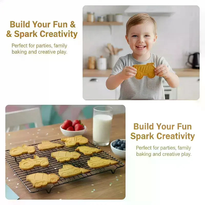 4pcs 3D Vehicle Cookie Cutters – Car, Plane & Train Molds Cookie Cutter Set Nixie
