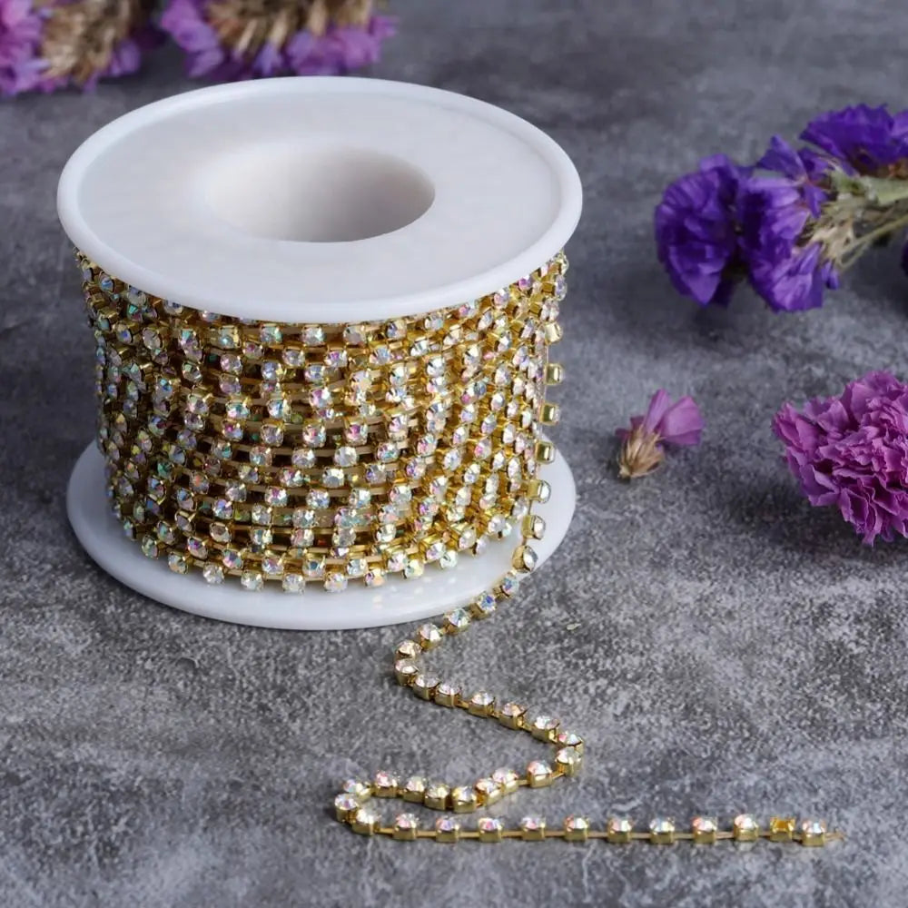 SS16 4mm Crystal Rhinestone Cup Chain Trim 10 Yards DIY Rhinestone Chain Trim Nixie