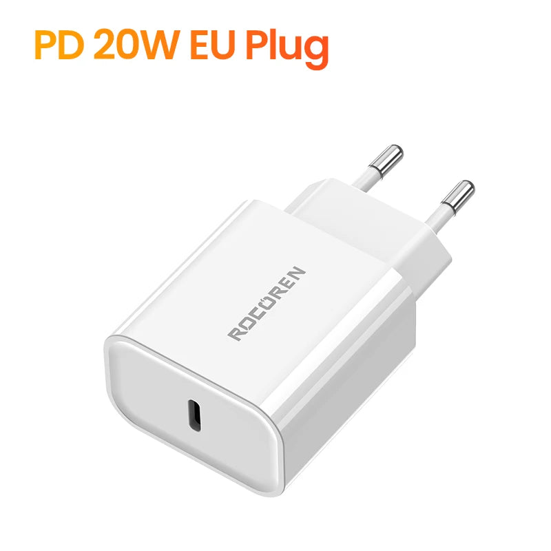Rocoren 20W GaN USB-C Fast Charger PD3.0 QC3.0 – iPhone & Android