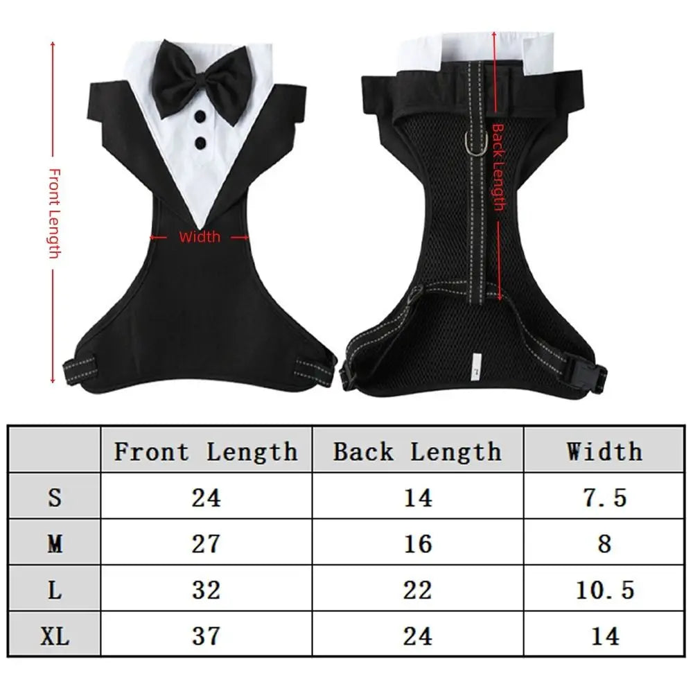 Dog Tuxedo Kit with Bow Tie & Vest Harness | Black & Blue