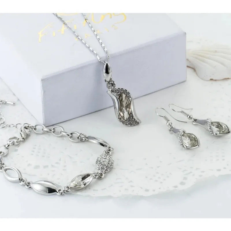 Gold-Filled Austrian Crystal Drop Necklace & Earring Set