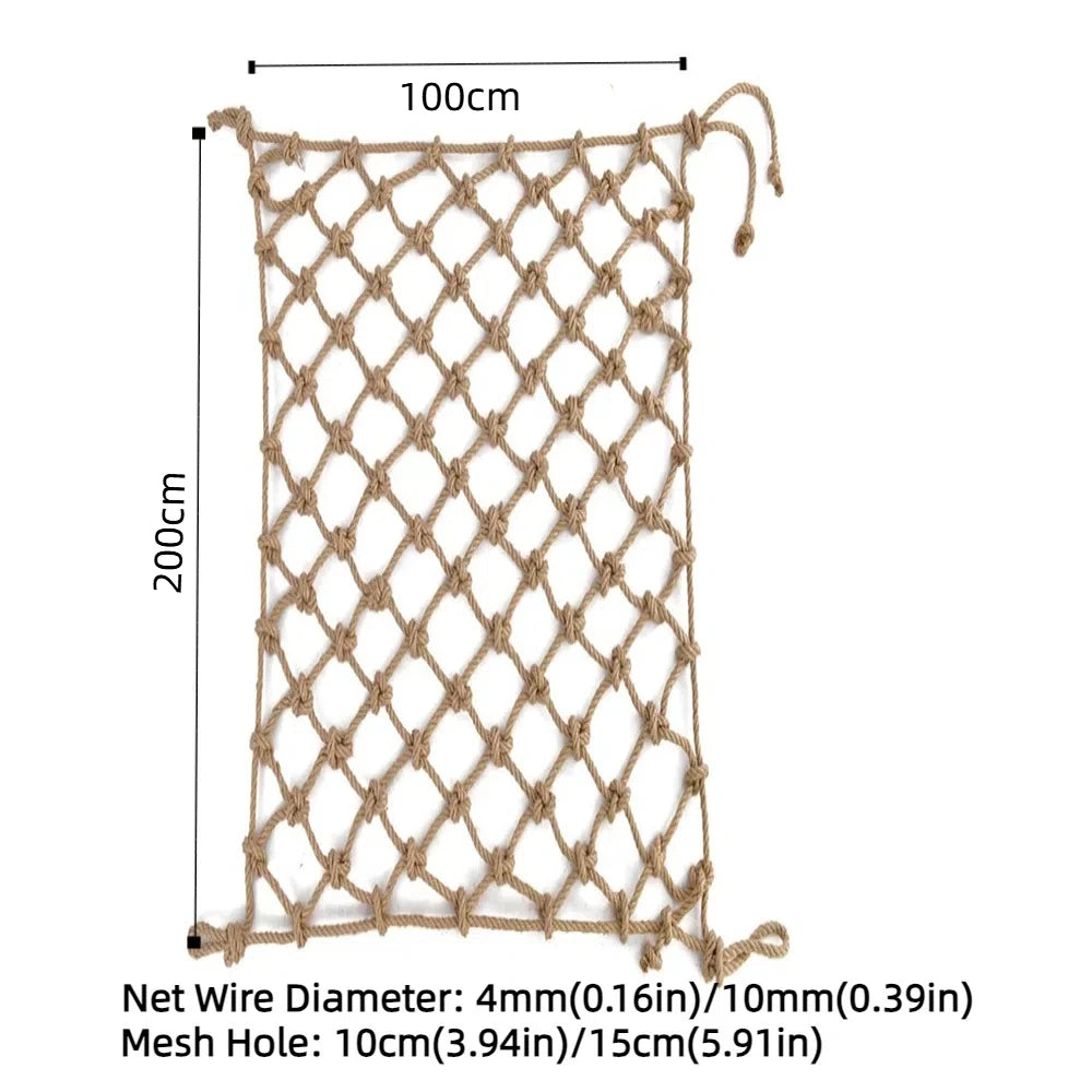 Jute Hemp Rope Climbing Net – Child Safety & Garden Trellis Mesh Rope Safety Net Nixie