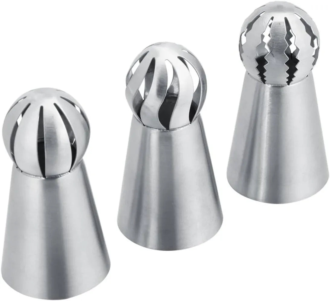 3-Piece Stainless Steel Cake Icing Nozzle Tips | Baking Set Cake Decorating Tips Nixie Silver (3pcs)