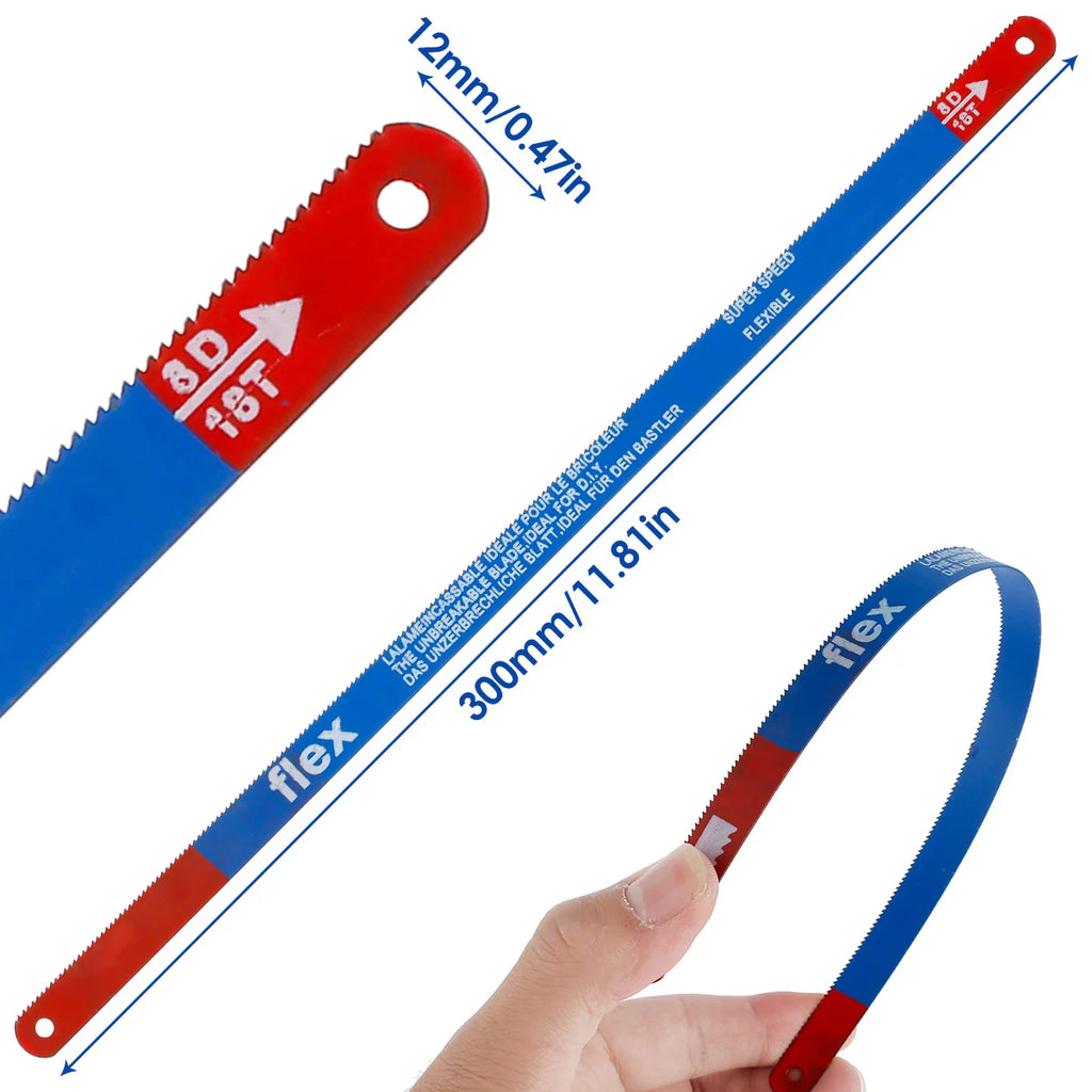 10-Pack Hacksaw Blades 300mm 18T M35 Steel – Wood & Pipe Cuts Hacksaw Blade Set Nixie