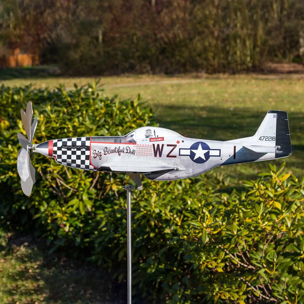 Airplane Wind Spinner Stainless Steel Weatherproof Garden Sculpture Garden Wind Spinner Nixie