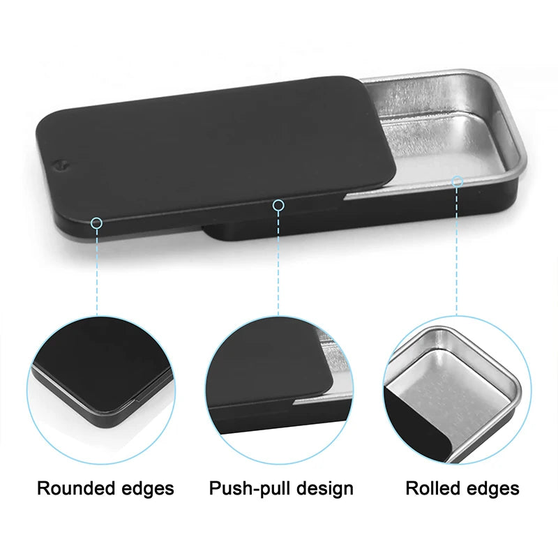 Tinplate Slide Lid Mini Storage Box | Metal Push-Pull Tin