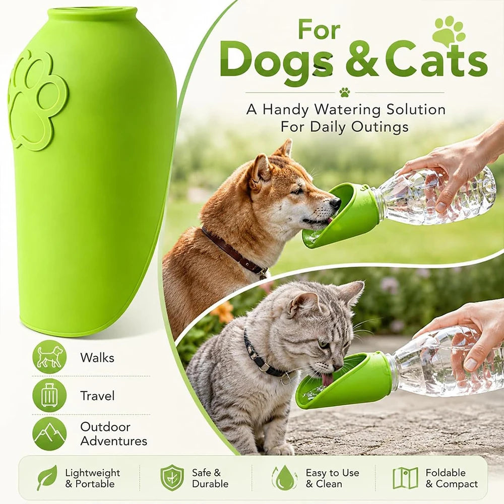 Portable Dog Water Bottle Adapter – Foldable Silicone Pet Bowl Pet Water Dispenser Nixie