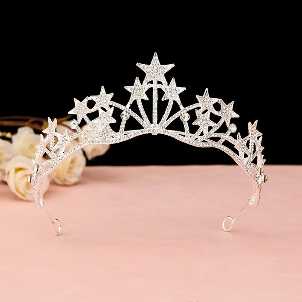 Baroque Crystal Rhinestone Crown Tiara – Gold & Silver Bridal Rhinestone Crown Tiara Nixie Silver