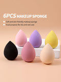 Water Drop Makeup Sponge – Wet & Dry Cosmetic Puff 6-Pack Makeup Sponge Puff Nixie Pink