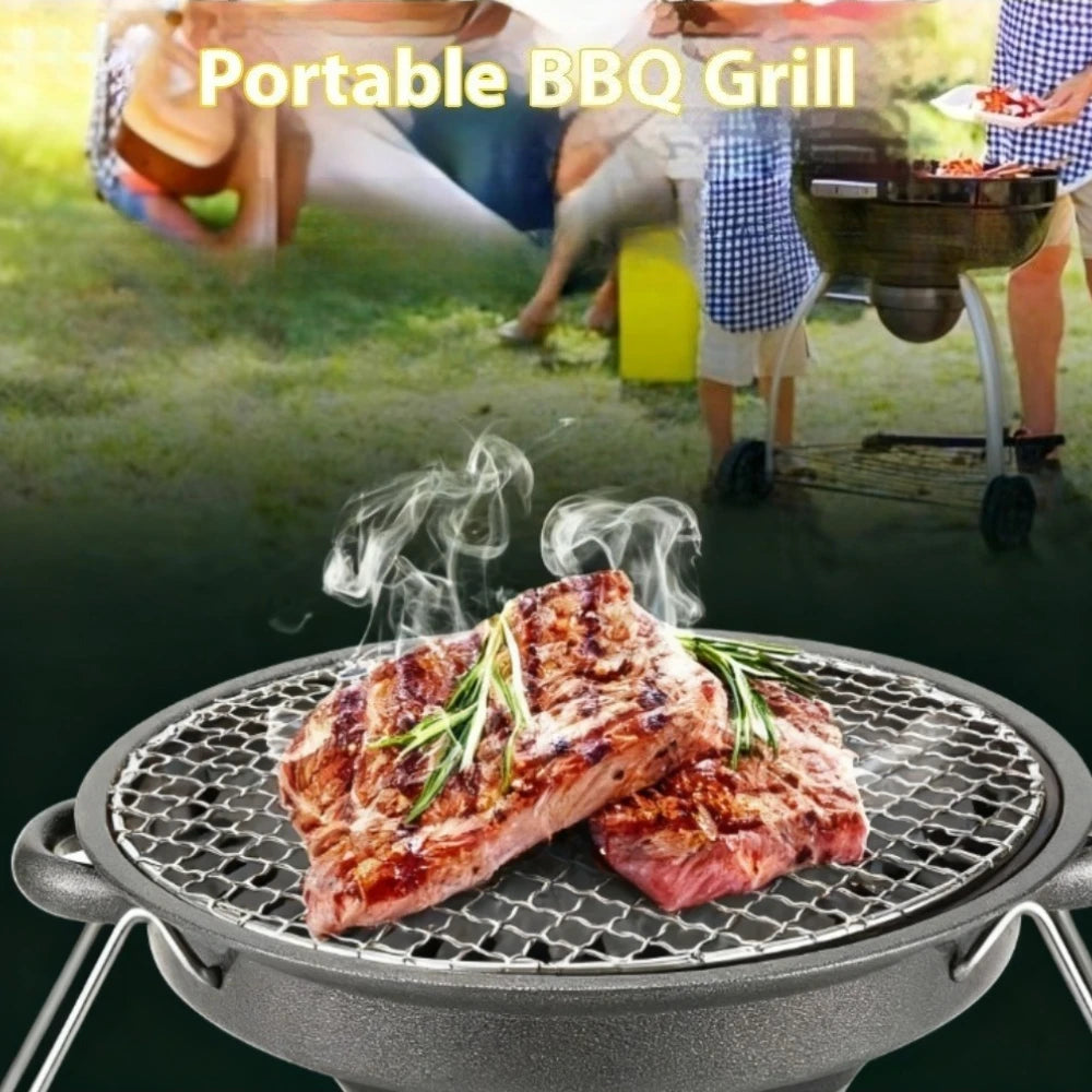 Round Charcoal BBQ Grill Stove – Camping, Picnic & Outdoor Charcoal BBQ Grill Nixie