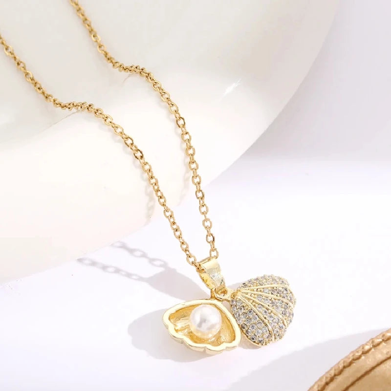 Starfish Gold Plated Copper Pendant Stainless Steel Necklace