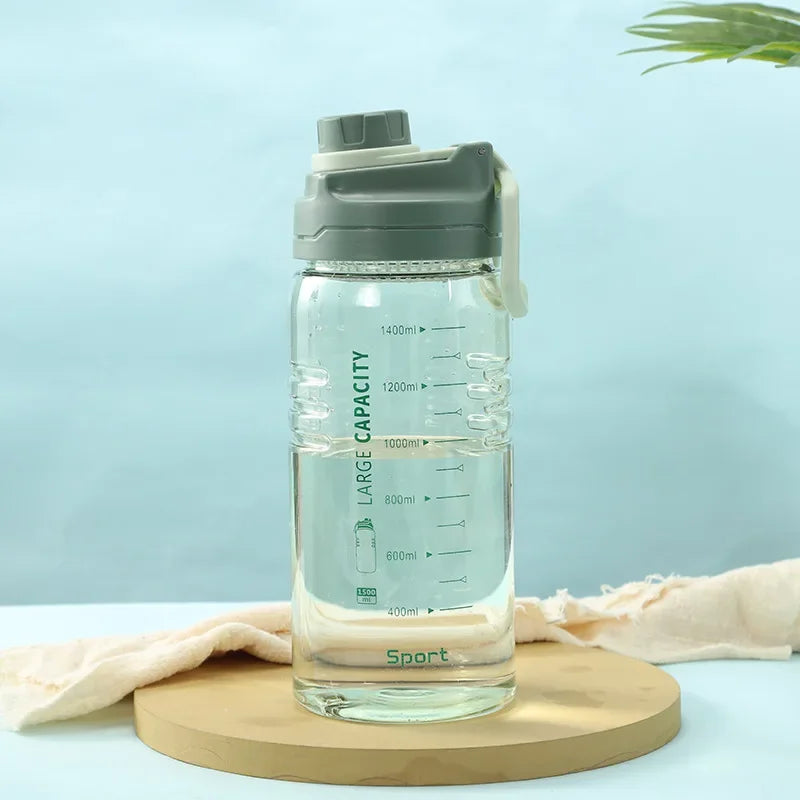 FEB.WIND 1500ml BPA-Free Filtered Water Bottle with Drinking Marks Filtered Water Bottle Nixie One Size Dark green 1.5L