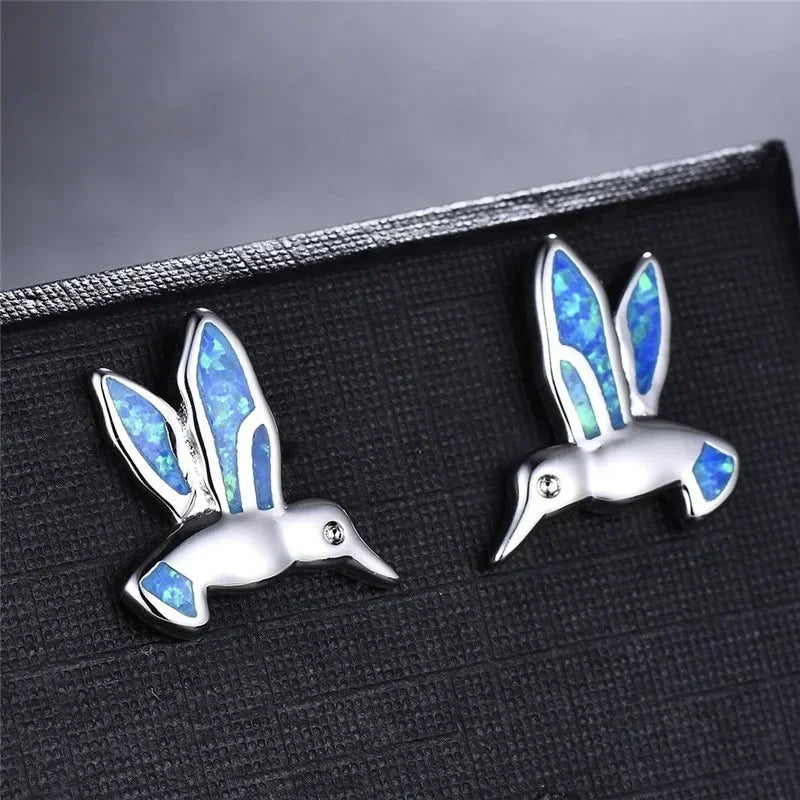Bird Stud Earrings Set – 2 Pairs Fire Opal Rhinestone Studs Stud Earrings Set Nixie