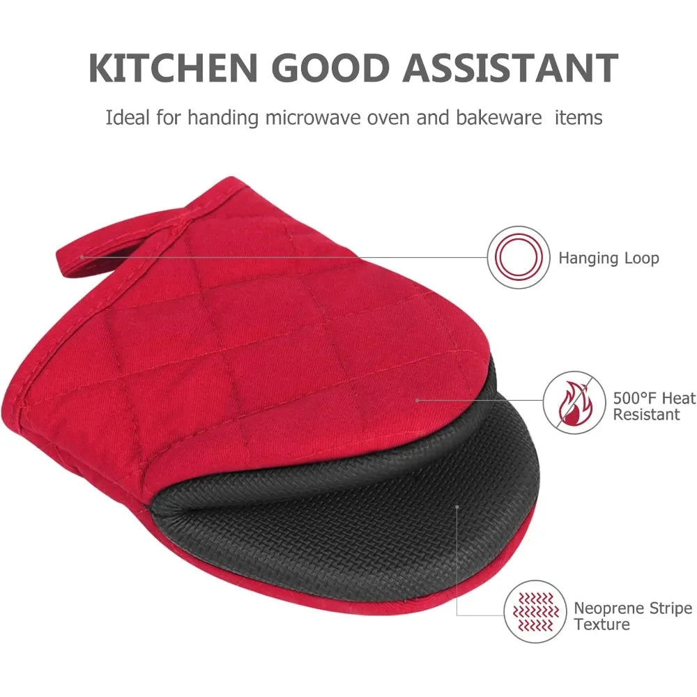 Heat-Resistant Non-Slip Oven Mitts for BBQ Baking & Cooking