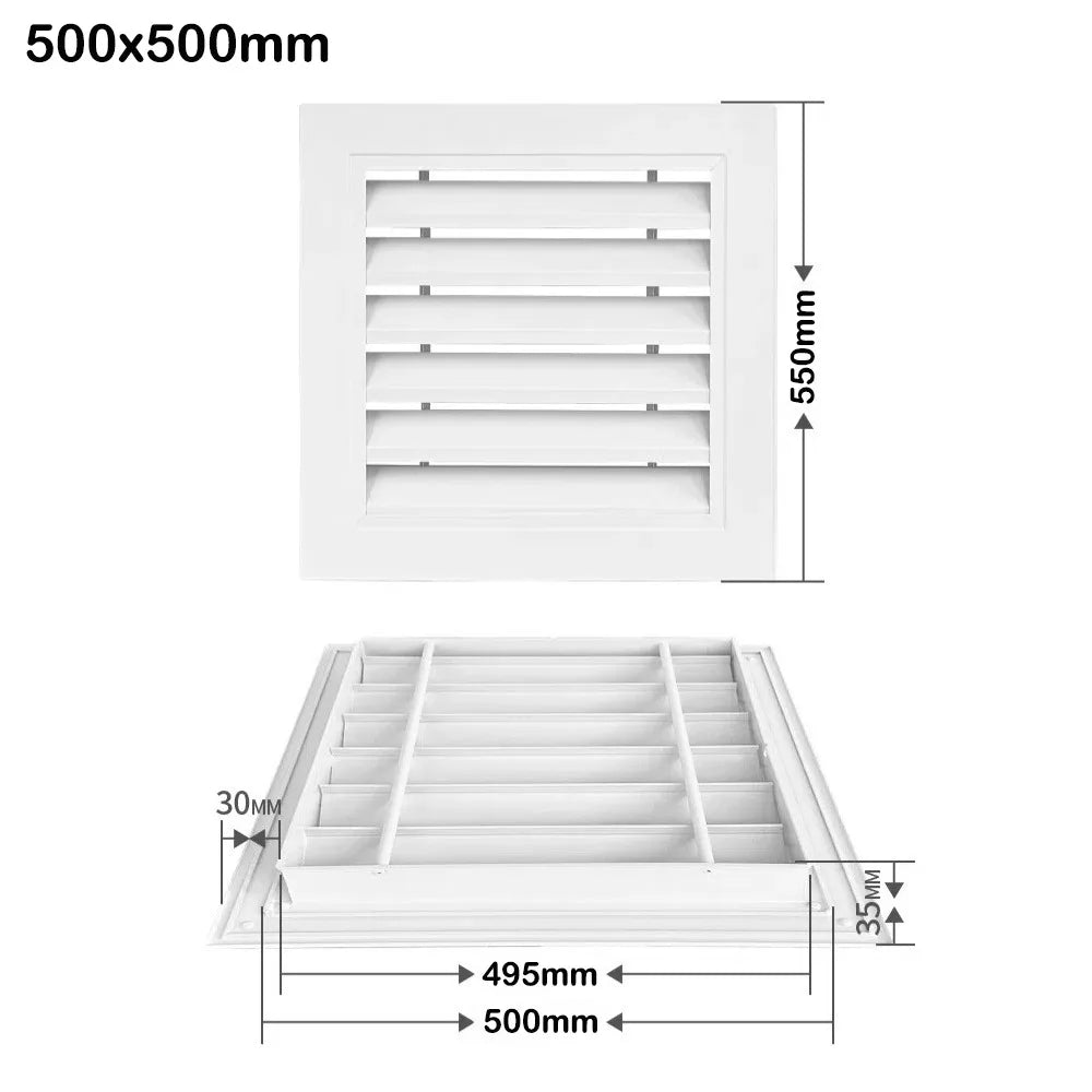 Aluminum Alloy Square Air Vent Grille White Return Vent Cover Air Vent Grille Nixie 500x500mm