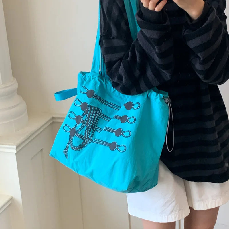 Retro Knot Print Large Tote Bag – Lightweight Women's Shoulder Bag