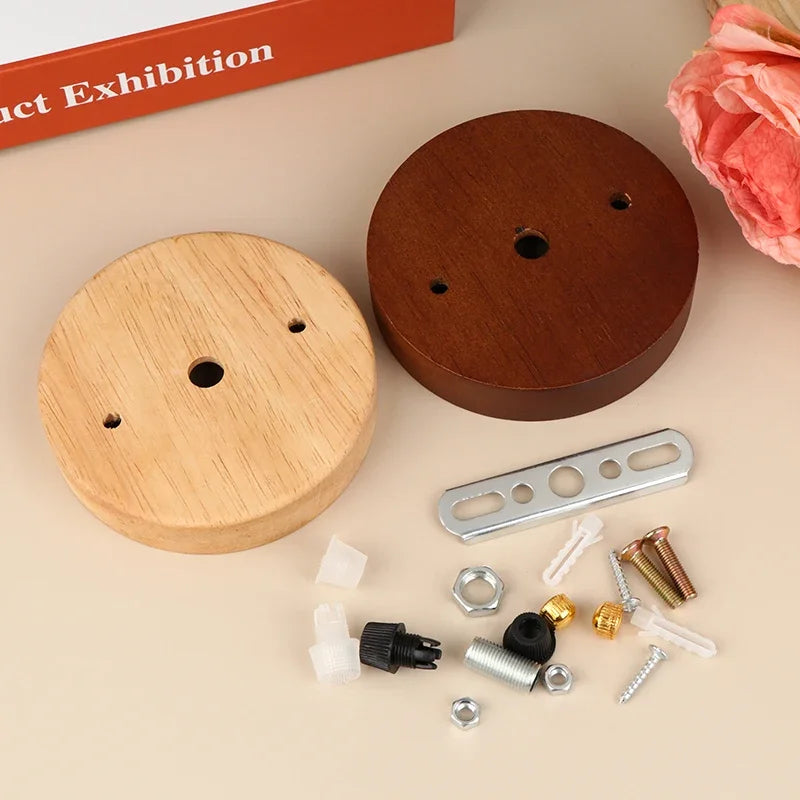 Wood Ceiling Plate Lamp Base 10/12cm – DIY Chandelier Holder Ceiling Lamp Base Nixie