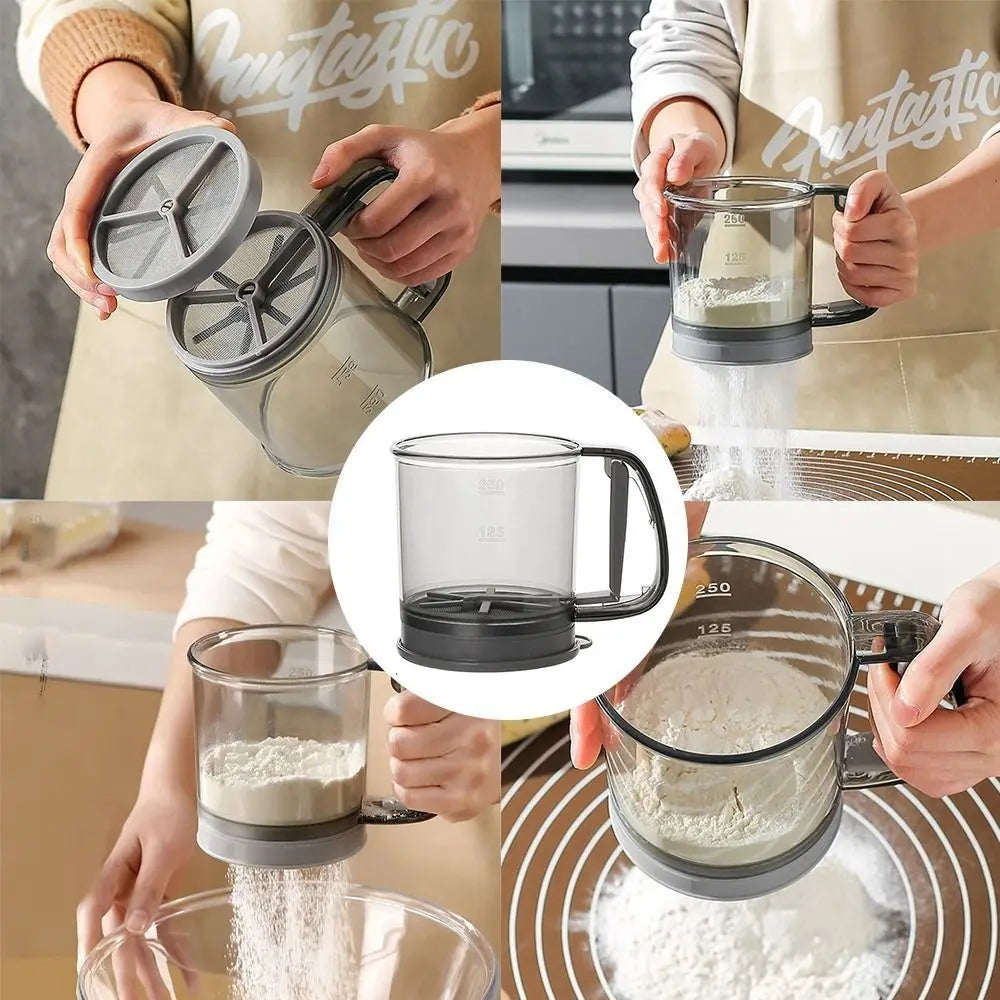 Semi-Automatic Handheld Flour Sifter – Double Layer 40 Mesh Flour Sifter Nixie