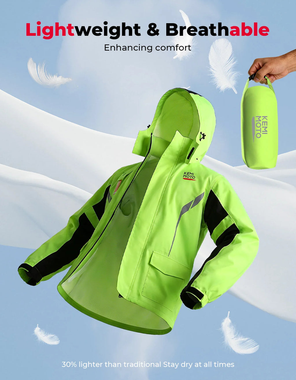 KEMITOUR Motorcycle Raincoat Split Suit – Waterproof Jacket & Pants Motorcycle Rain Suit Nixie