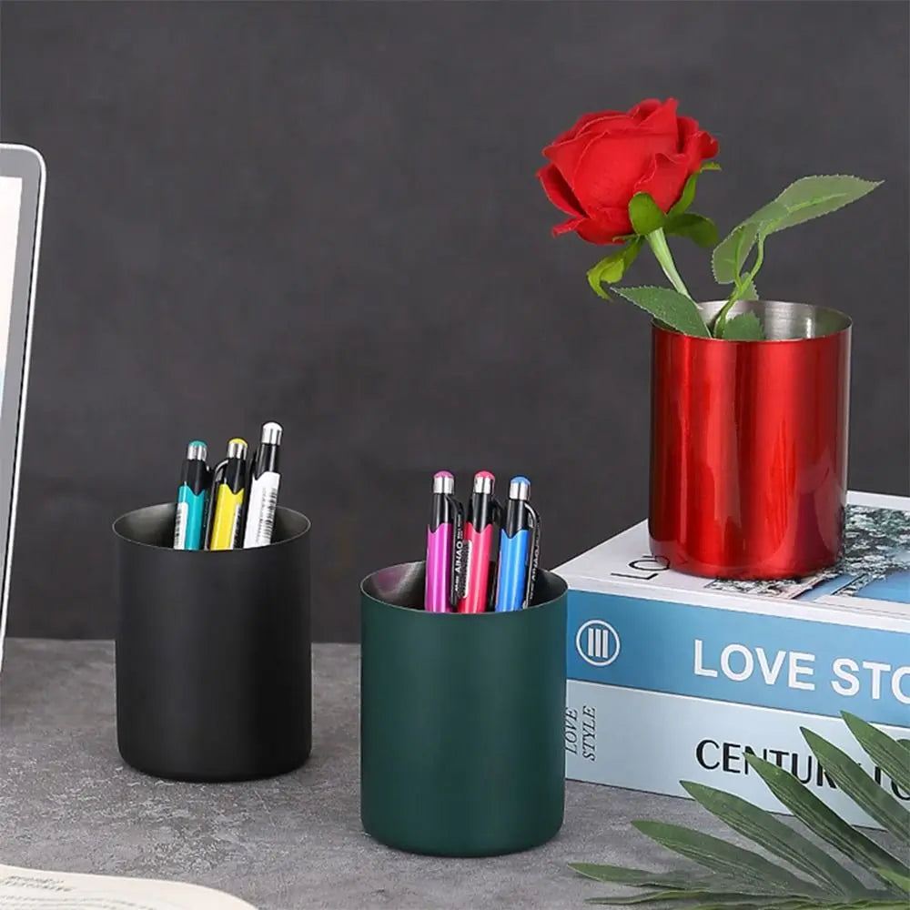 Stainless Steel Pen Holder – Desktop Organizer for Office & School Pen Holder Nixie