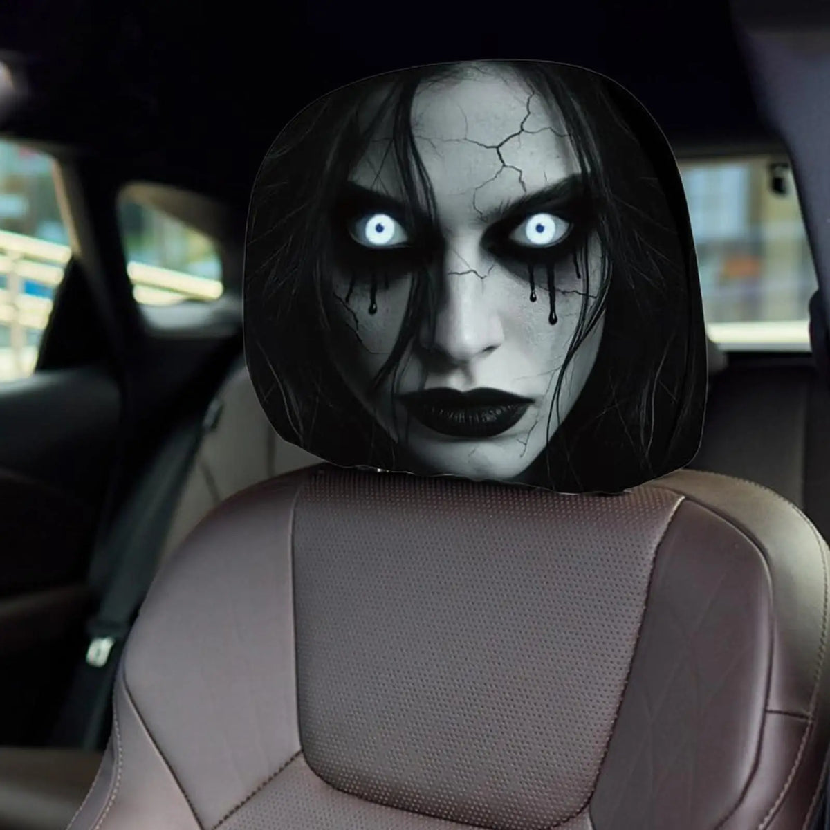 2pcs Halloween Ghost Car Headrest Covers – Spooky Seat Protectors Car Headrest Cover Nixie