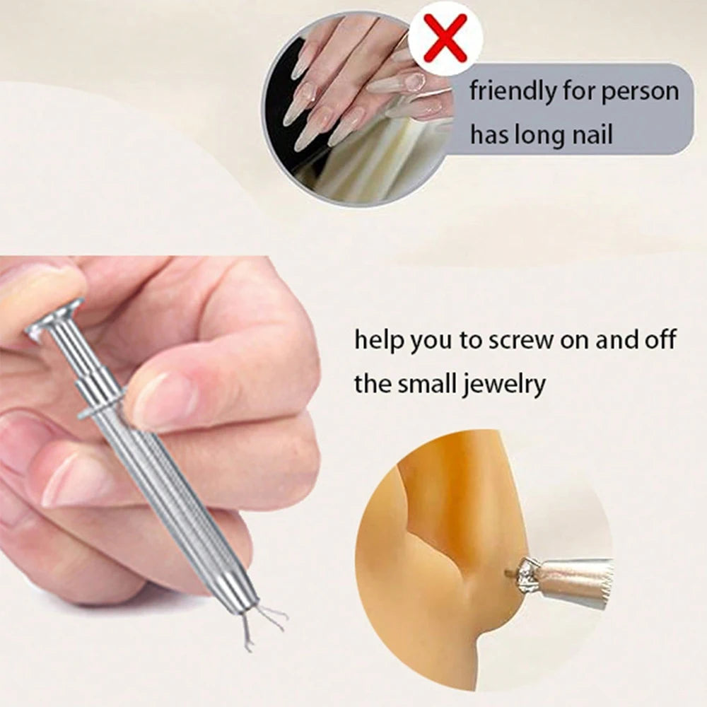 Stainless Steel Piercing Ball Grabber Tool Kit – Lip, Nose & Ear Piercing Tool Kit Nixie