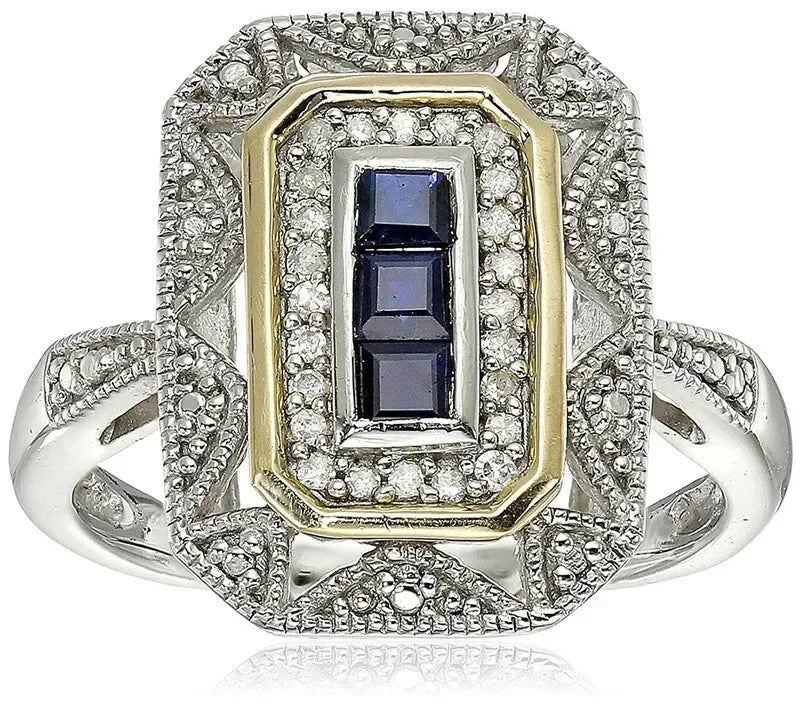 Vintage Art Deco Princess Cut Zircon Ring – Silver | Sizes 6–10 Fashion Ring Nixie