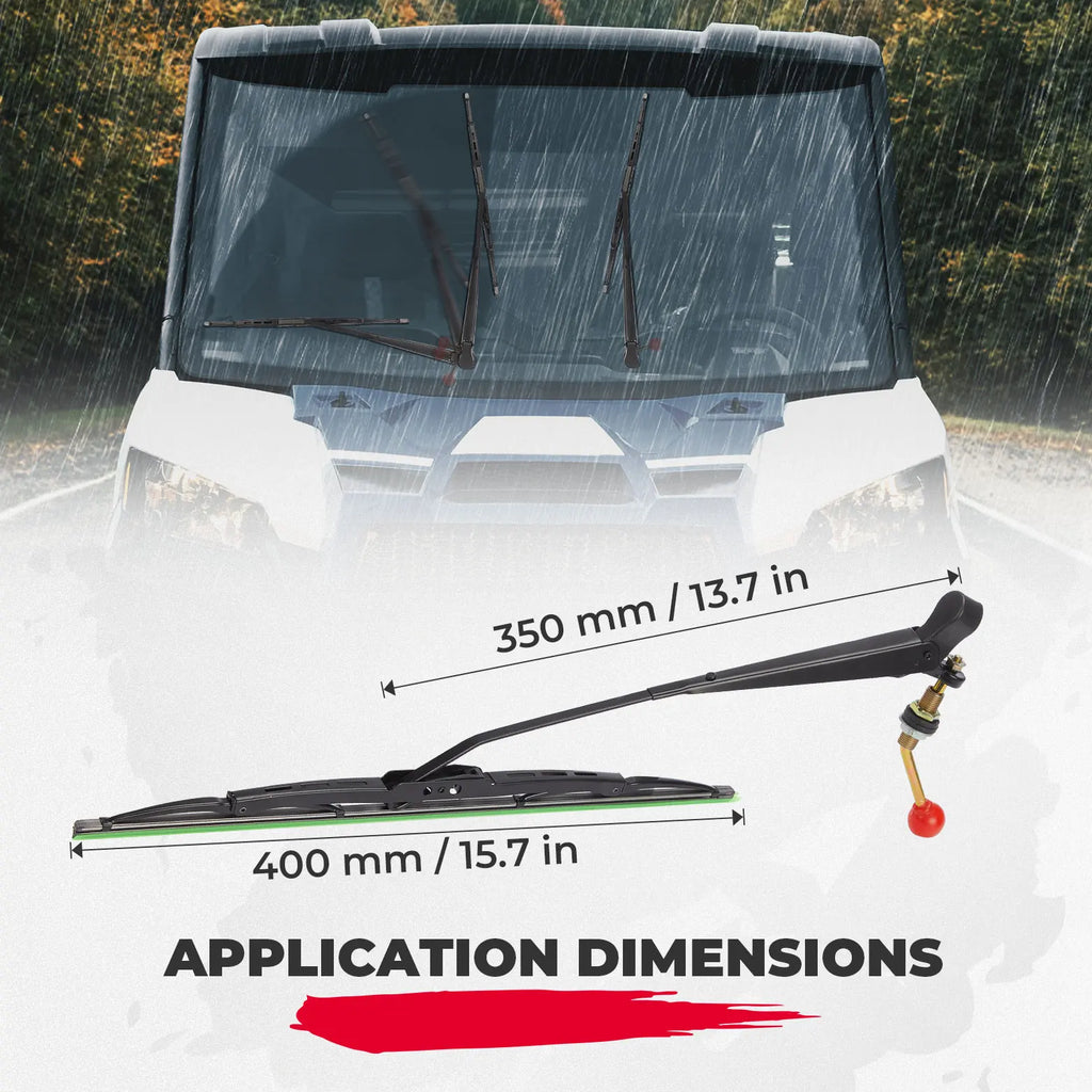 KEMIMOTO UTV Manual Windshield Wiper Kit – Polaris Can-Am UTV Windshield Wiper Nixie 35CM-Wiper arm