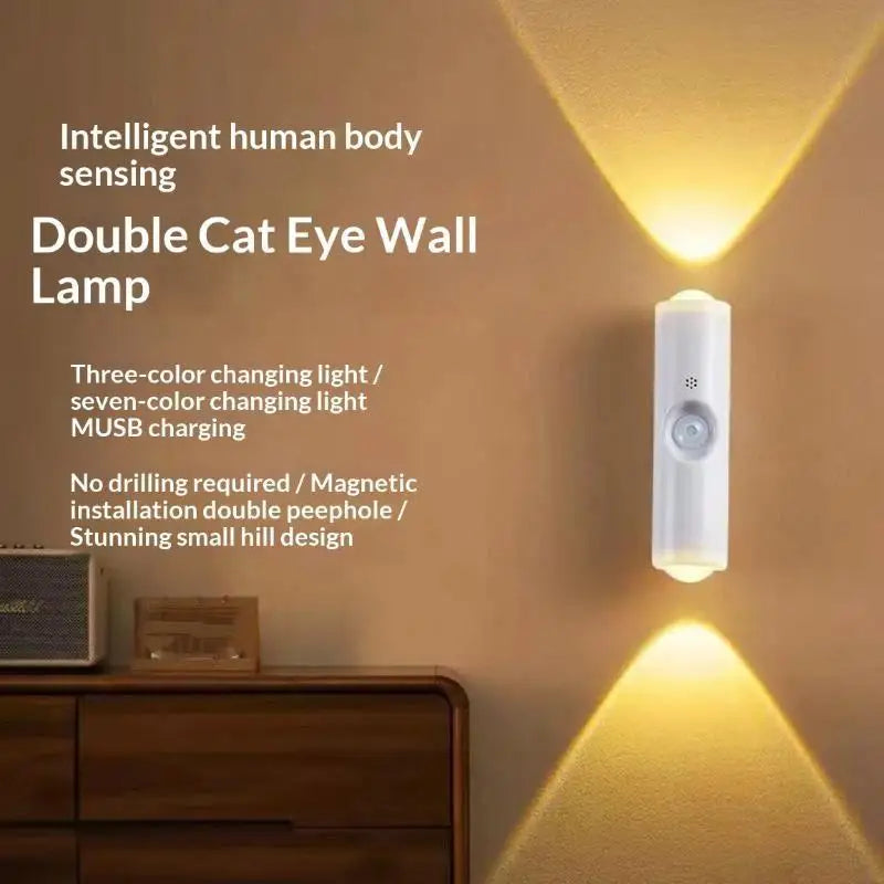 LED Motion Sensor Night Light RGB Dual USB Rechargeable Wall Lamp LED Motion Sensor Light Nixie
