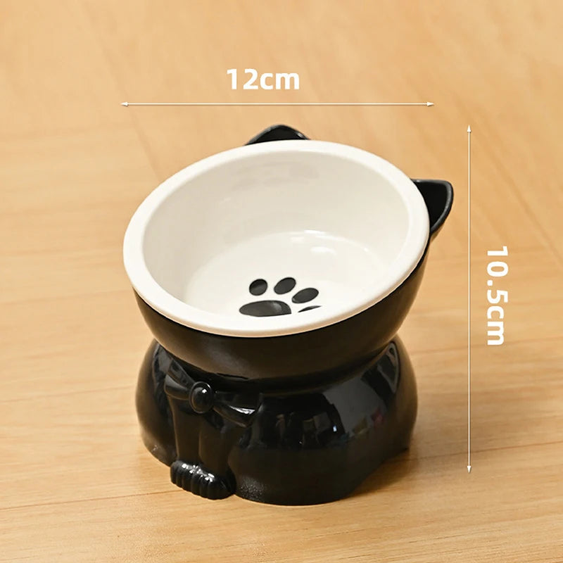 Ceramic Elevated Tilted Pet Bowl – Non-Slip Cat & Dog Dish Elevated Pet Bowl Nixie Black