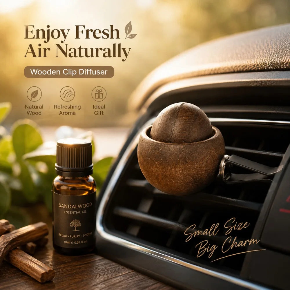 Mini Wooden Scent Diffuser – Car, Home & Office Aroma Holder