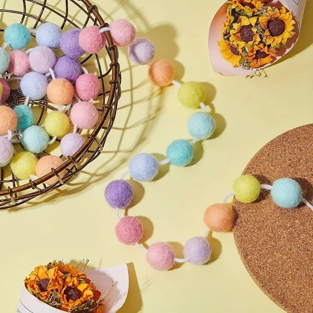 200cm Felt Ball Garland 24 Colorful Pompom Balls Party Décor Party Garland Decoration Nixie