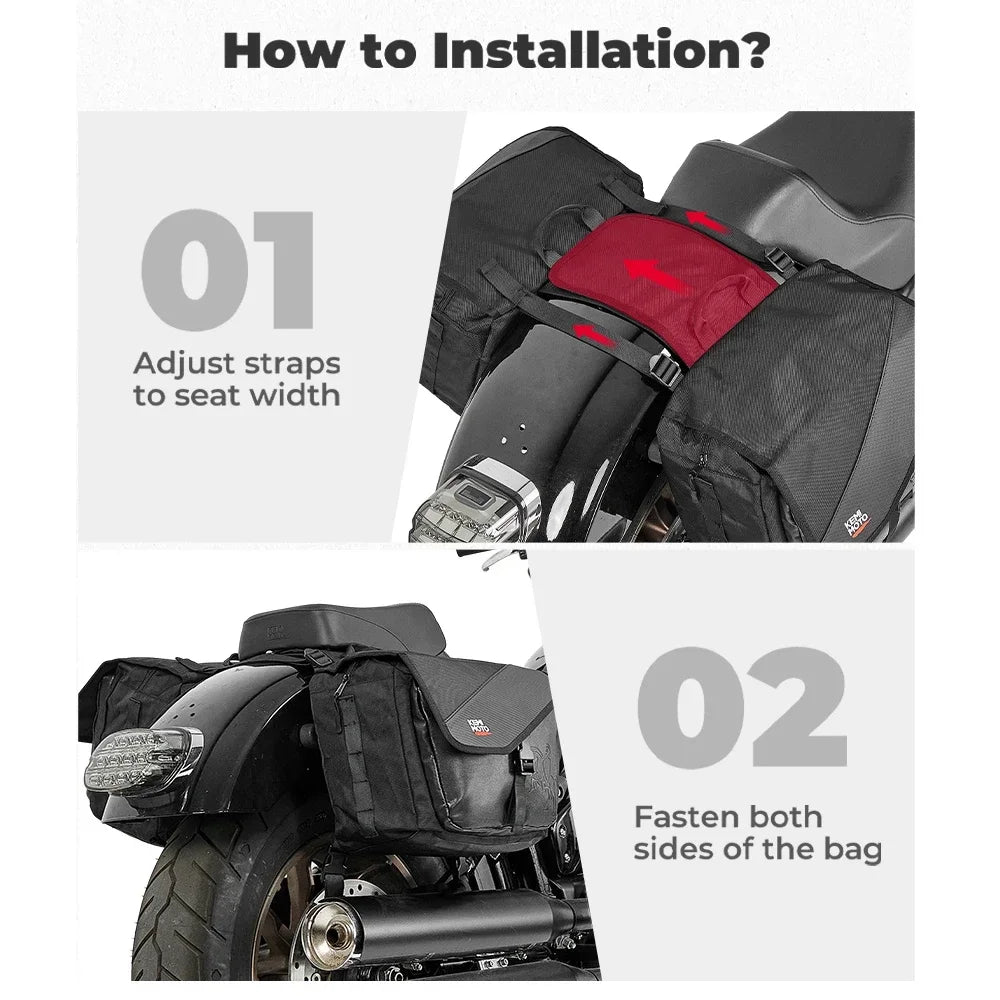 KEMITOUR 40L Motorcycle Saddlebags with Rain Cover | Panniers