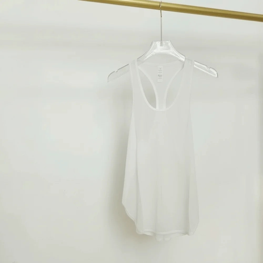 Women's Quick Dry Mesh Yoga Vest – Breathable Loose Gym Top Yoga Tank Top Nixie White S