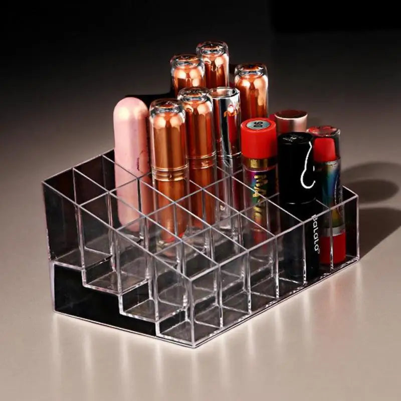 24-Grid Clear Acrylic Lipstick & Makeup Organizer Box
