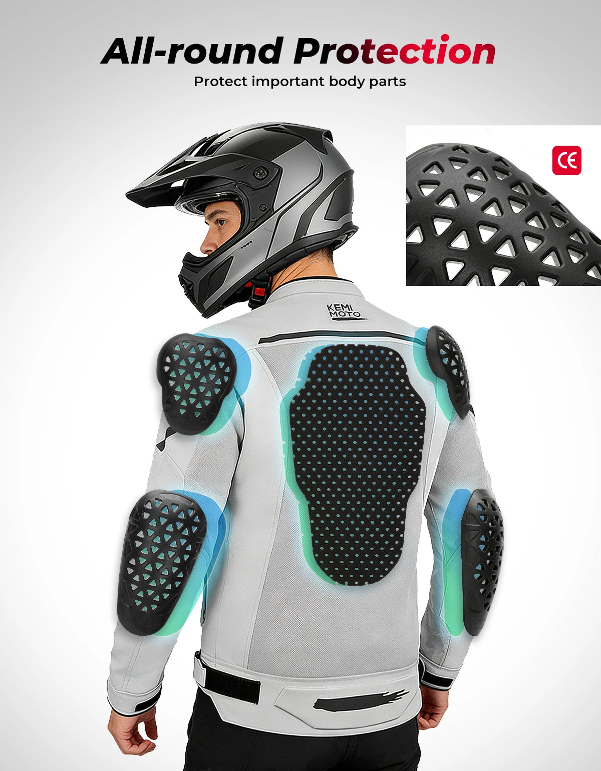 KEMIMOTO Men's Mesh Motorcycle Jacket CE Armor Breathable Motorcycle Jacket Nixie