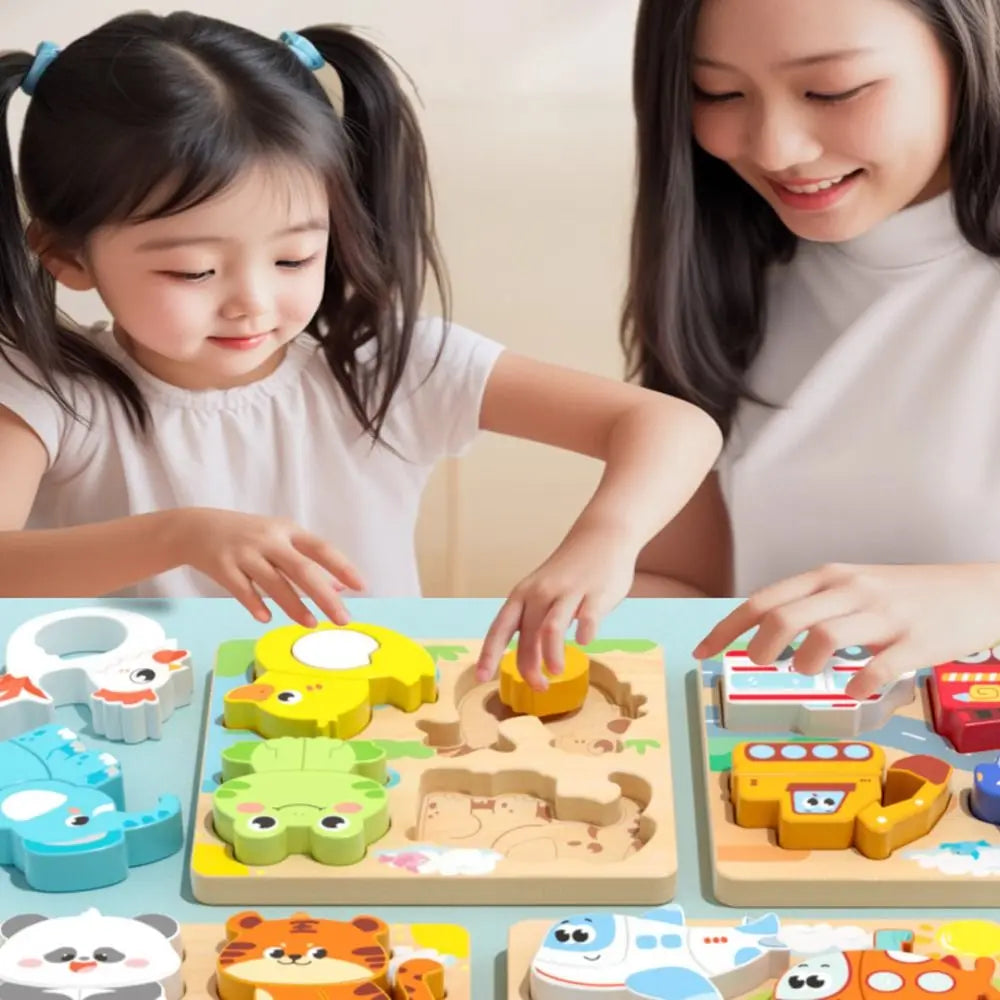 4-in-1 Wooden Animal Jigsaw Puzzle Set – Toddler Learning Toy Wooden Kids Puzzle Nixie