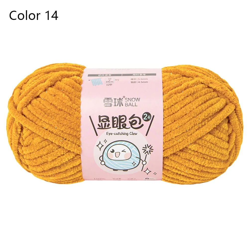 Soft Chenille Yarn 50g 59M 4.5mm – Shiny Chunky Knitting Yarn