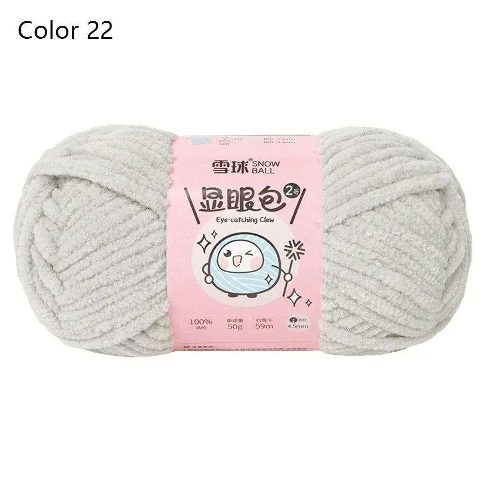 Soft Chenille Yarn 50g 59M 4.5mm – Shiny Chunky Knitting Yarn
