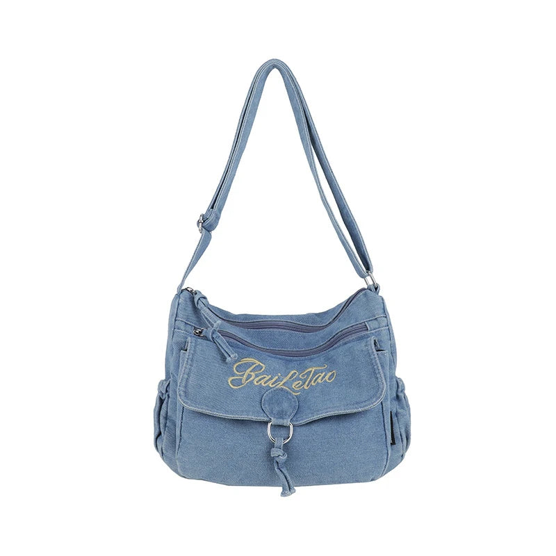 Vintage Embroidered Denim Crossbody Bag – Women's Sling Bag Denim Crossbody Bag Nixie