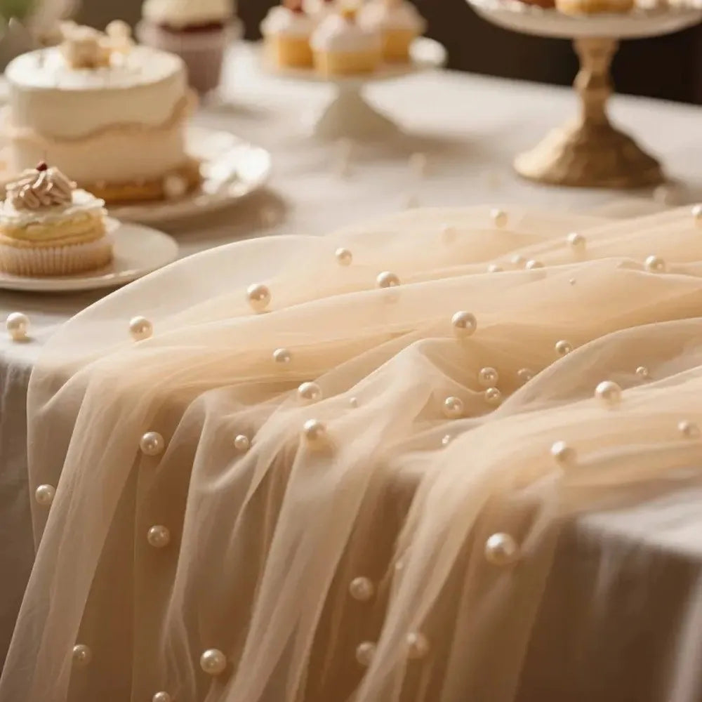 Pearl Tulle Sheer Table Runner 0.75×3M – Wedding & Party Décor Tulle Table Runner Nixie
