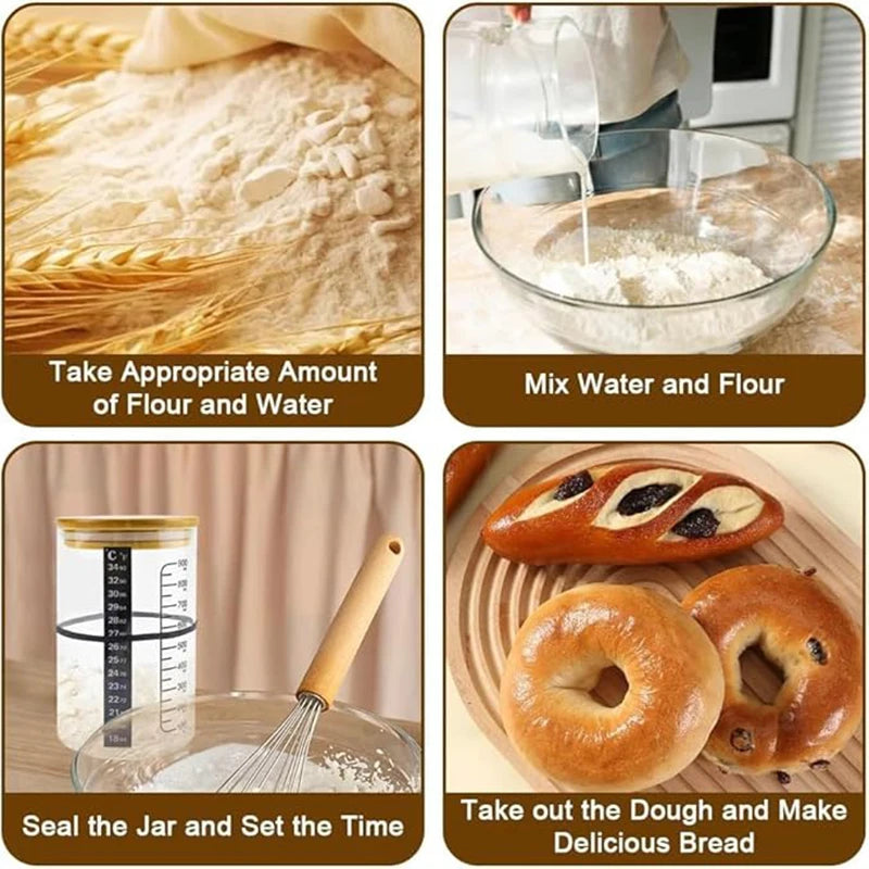 Sourdough Starter Jar Kit 900ml Glass Fermentation Container Fermentation Jar Kit Nixie