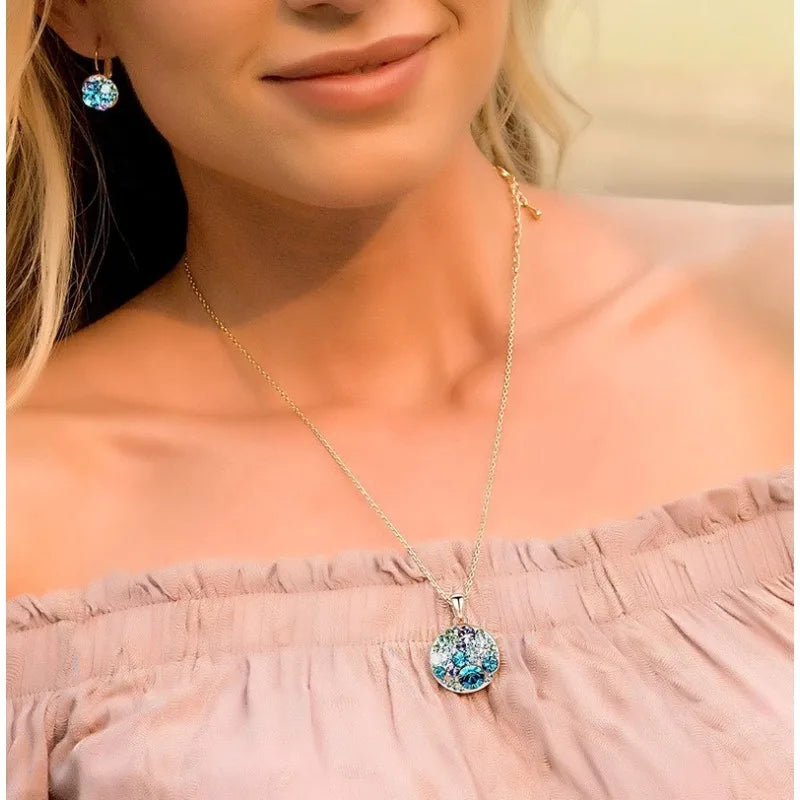 Women's Pendant Necklace & Earring Set – Silver or Rose Gold Jewelry Set Nixie