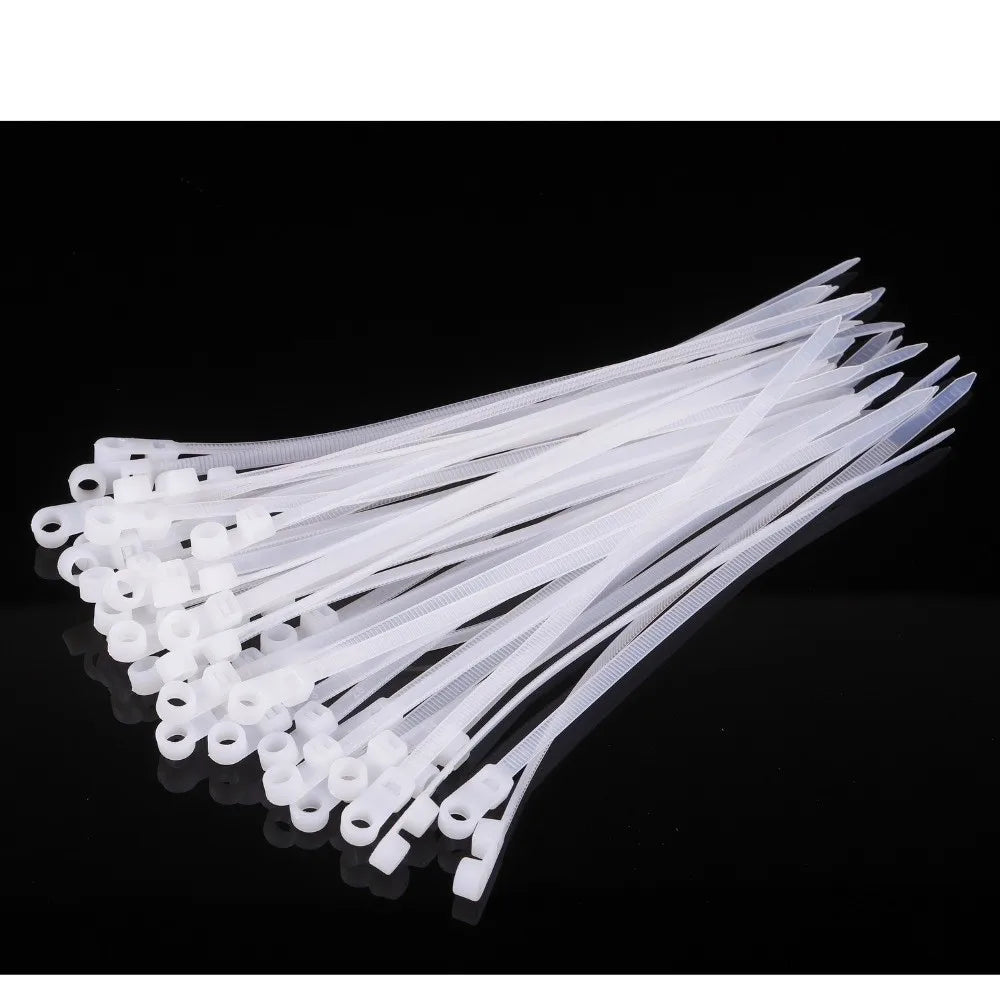 100Pcs Nylon Self-Locking Cable Ties with Screw Fix Hole Nylon Cable Ties Nixie