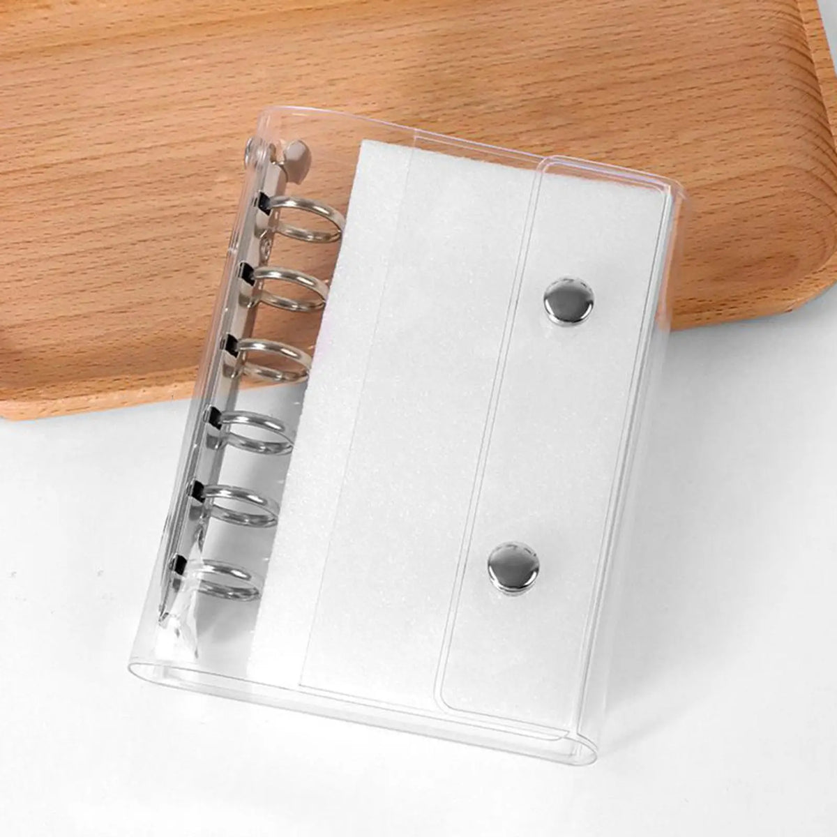 6-Ring Clear PVC Binder Cover A6/A7 Loose Leaf Notebook Organizer