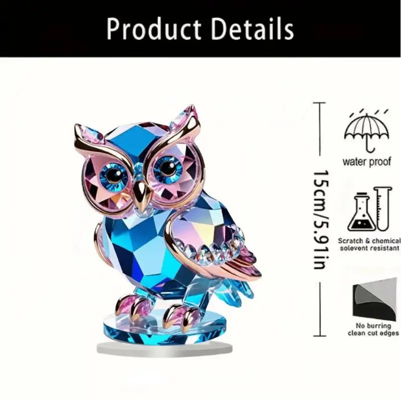 Crystal Acrylic Owl Desktop Ornament | Animal Home Decor Desktop Ornament Nixie