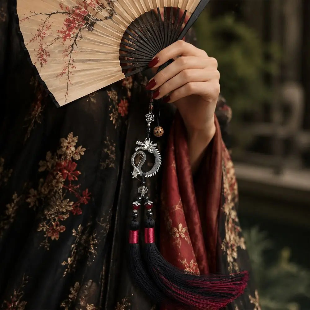Chinese Style Alloy Fan Tassel Pendant – DIY Hanging Ornament Tassel Pendant Ornament Nixie