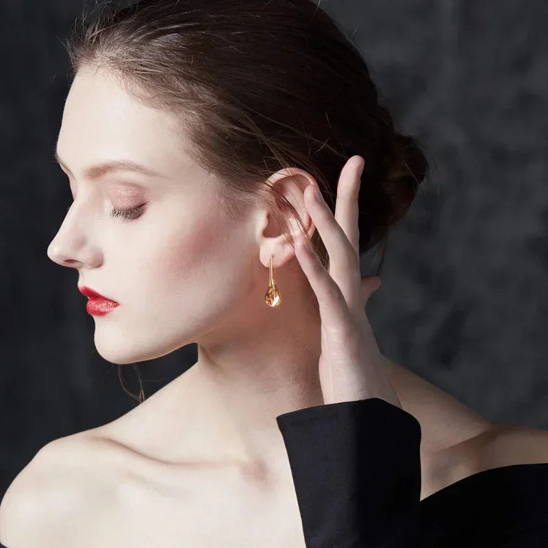 Gold Helix Crystal CZ Drop Earrings for Women | Nixie Crystal Drop Earrings Nixie
